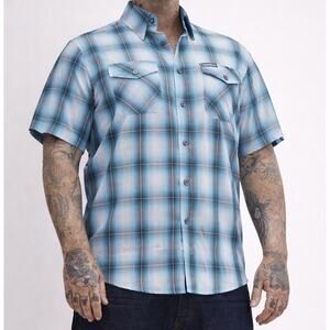 Dixxon Flannel Co Mens Dog Town Blue Plaid Shirt 3X Shop Style Casual Biker